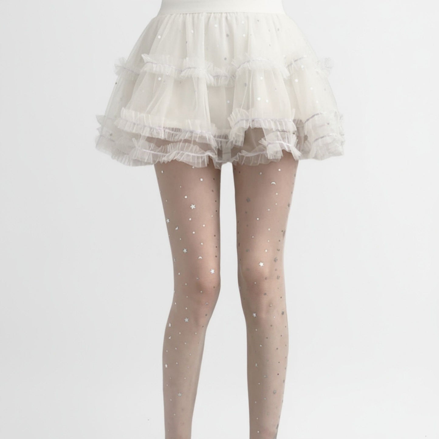 2pcs Women's Sheer Star Pattern Tights with Sparkle Detailing and Stretch Mesh Fit