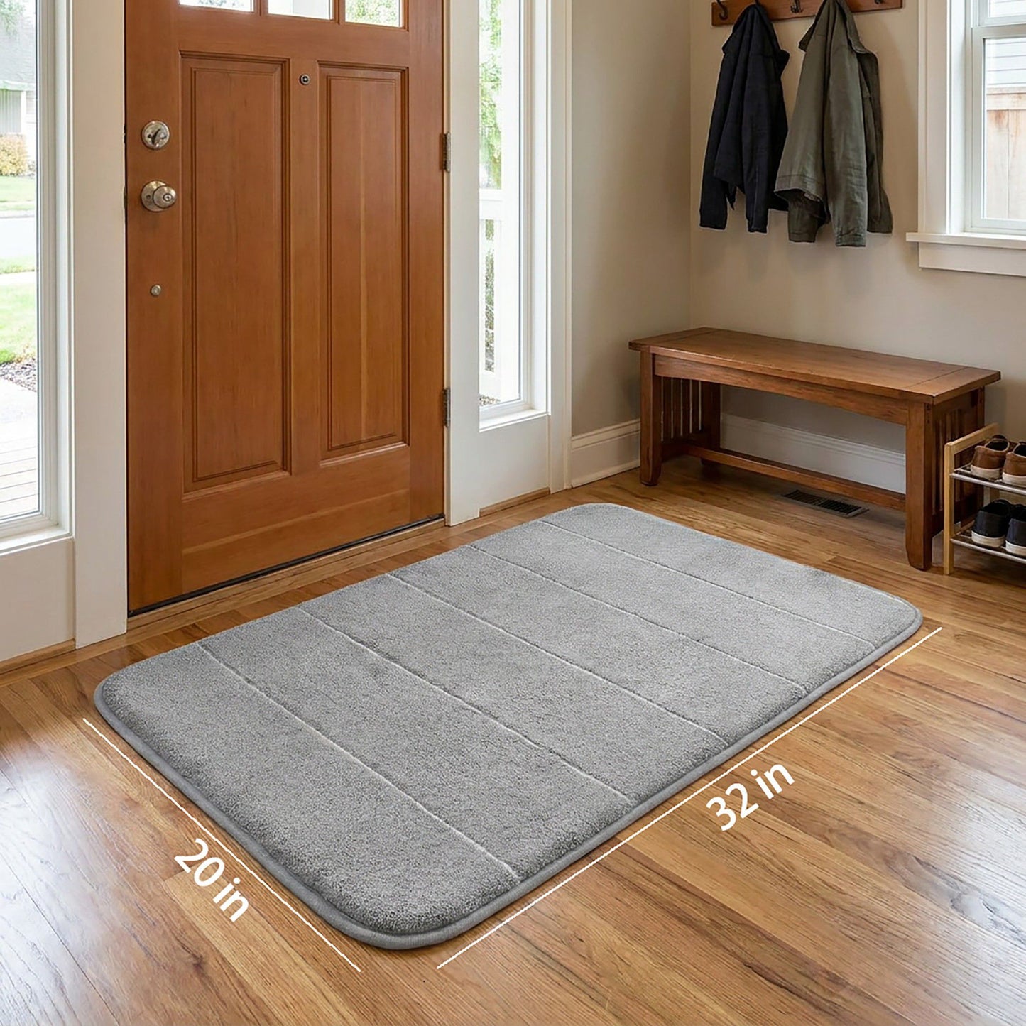 Soft Memory Foam Bath Mat with Absorbent Quilted Design and Non Slip Backing
