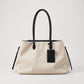Large Textured Tote Bag with Double Handles and Zip Closure