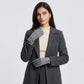 Faux Suede Winter Gloves with Pleated Wrist and Button Detail 9.4 x 3.3in