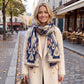 Abstract Geometric Print Oversized Scarf Wrap with Fringe 70.8*25.6 Inches