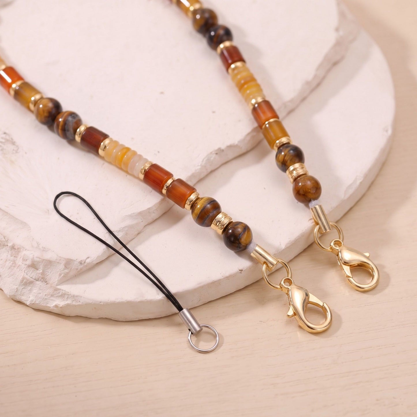 Beaded Phone Wrist Strap with Removable Clasps