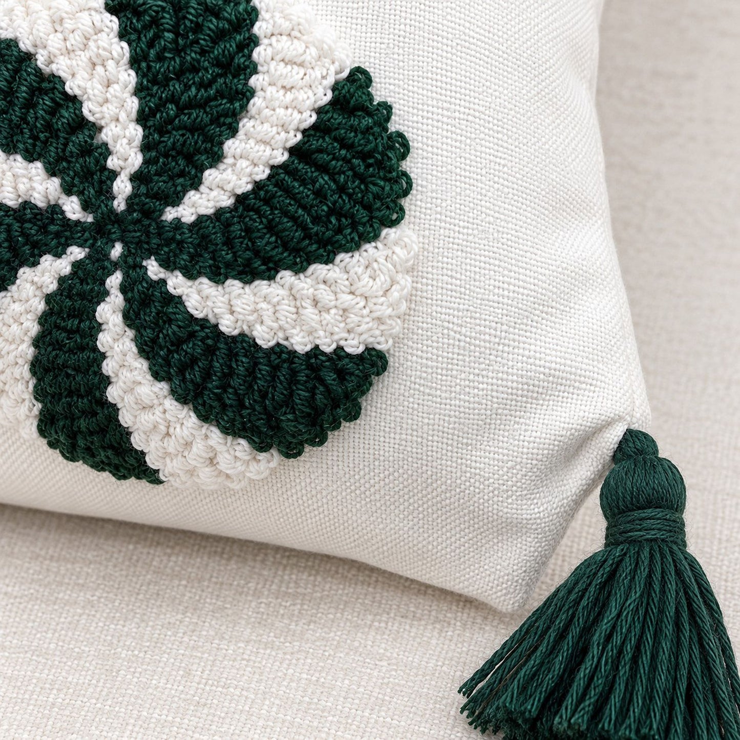 Christmas Peppermint Tufted Tassel Throw Pillow Cover