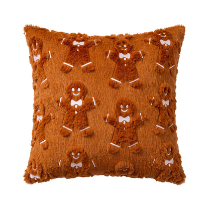 Christmas Gingerbread Man Throw Pillow Cover Textured Decorative Cushion Case for Sofa Bed