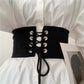 Wide Lace-Up Waist Belt with Structured Panel Design and Adjustable Corset-Style Front Ties 5x25.5in