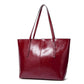 Large Faux Leather Tote Bag with Zip Closure and Interior Pockets