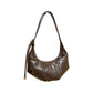 Slouchy Crescent Shoulder Bag with Genuine Leather Finish and Adjustable Strap