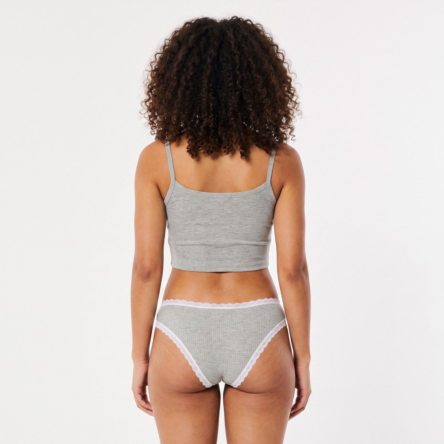 2 Pack Ribbed Lace Trim Thong Underwear
