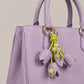 Floral Bag Charm with Pearl Look Beads and Gold Tone Ring