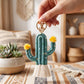 Cactus Macrame Keychain with Tassel Bag Charm