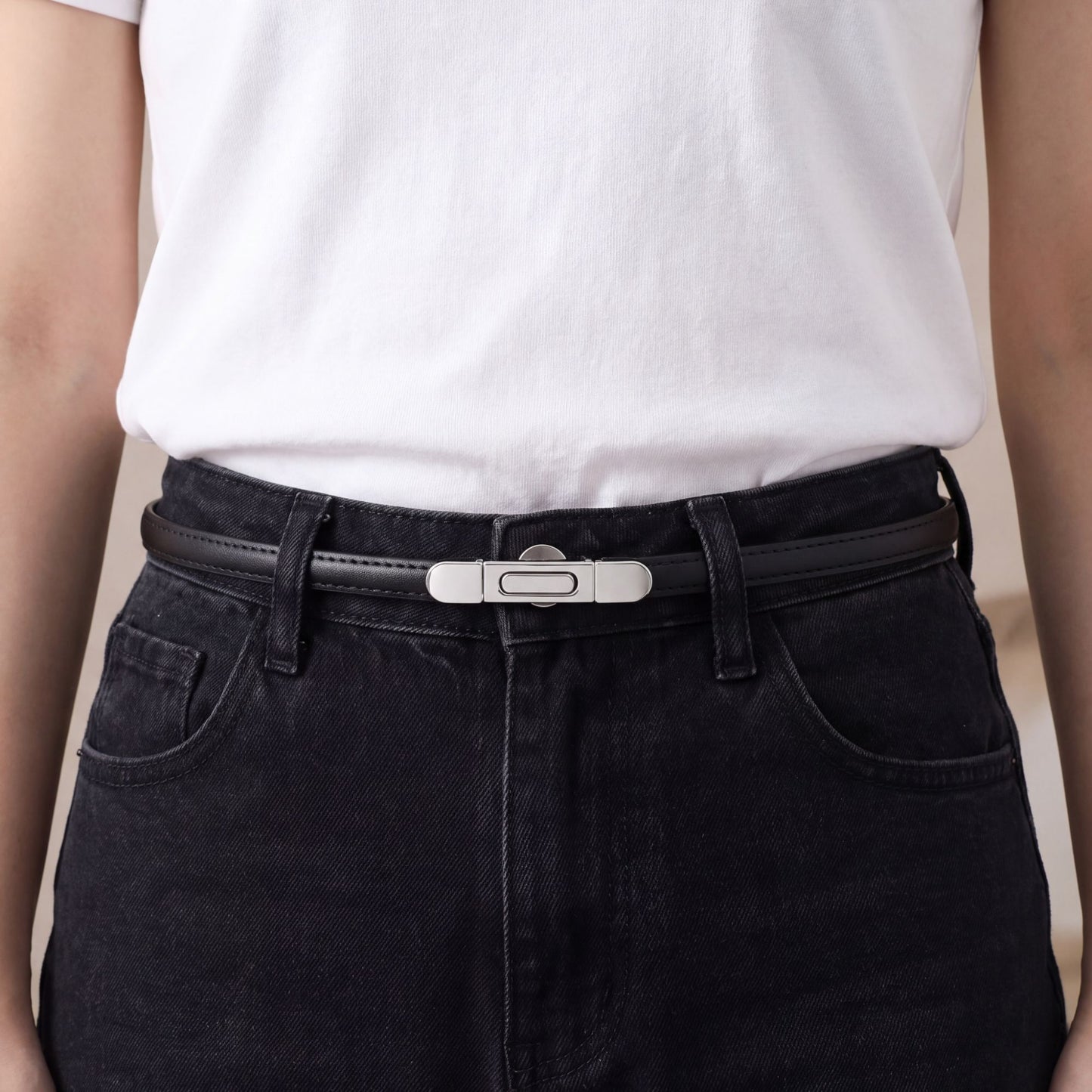 Skinny Waist Belt Thin Dress Belt with Metal Clasp 39.4 in