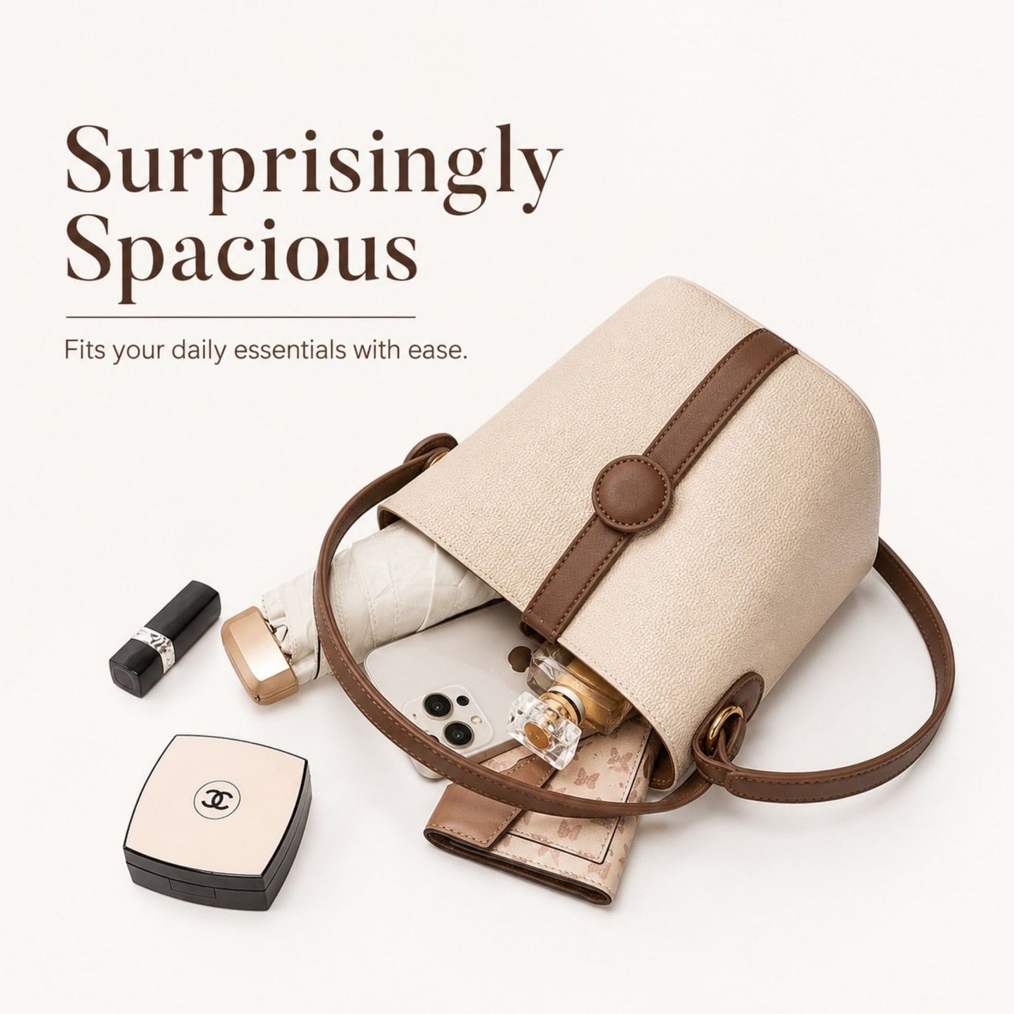Bucket Crossbody Bag with Top Handle Adjustable Strap and Pebbled Texture