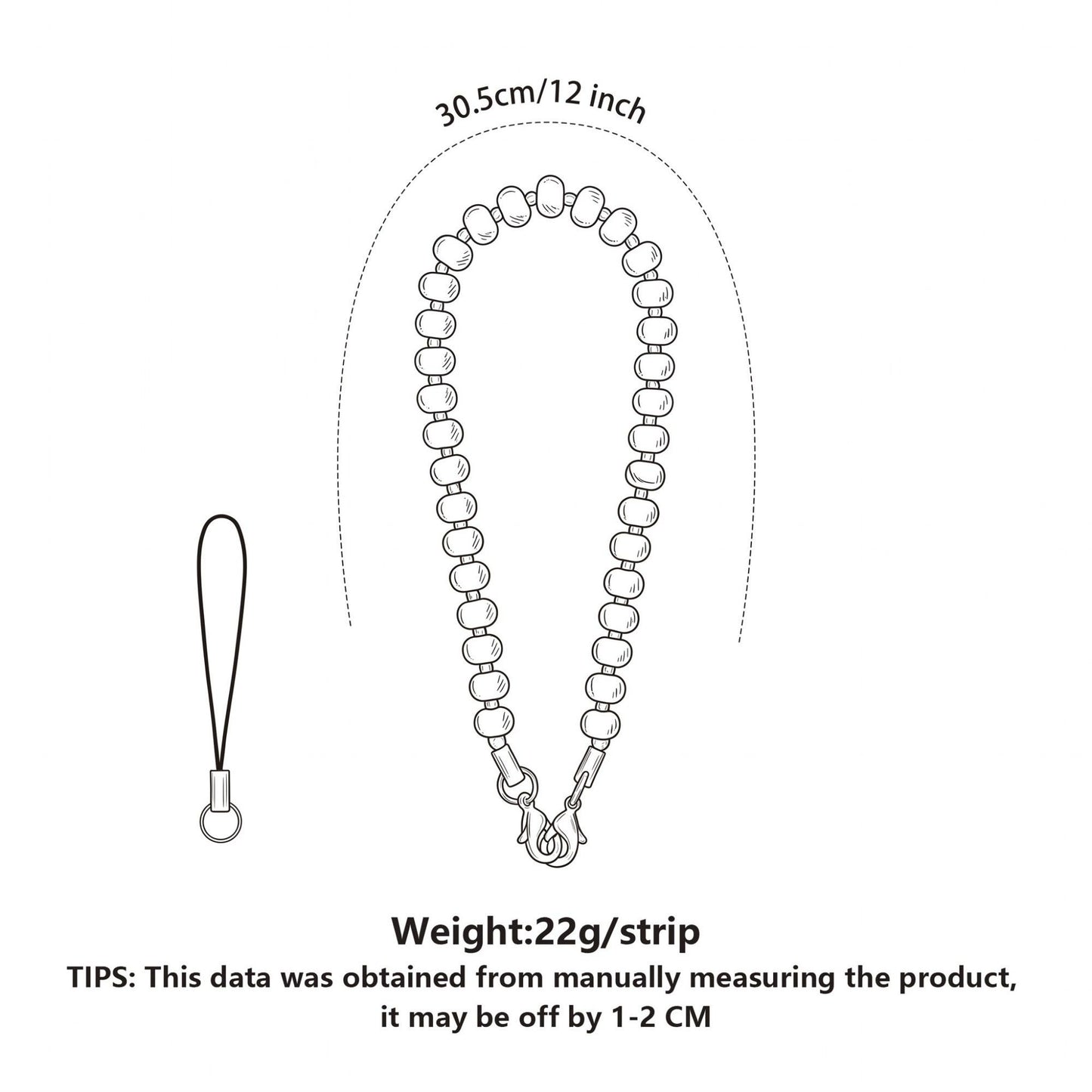 Beaded Phone Wrist Strap with Removable Clasps