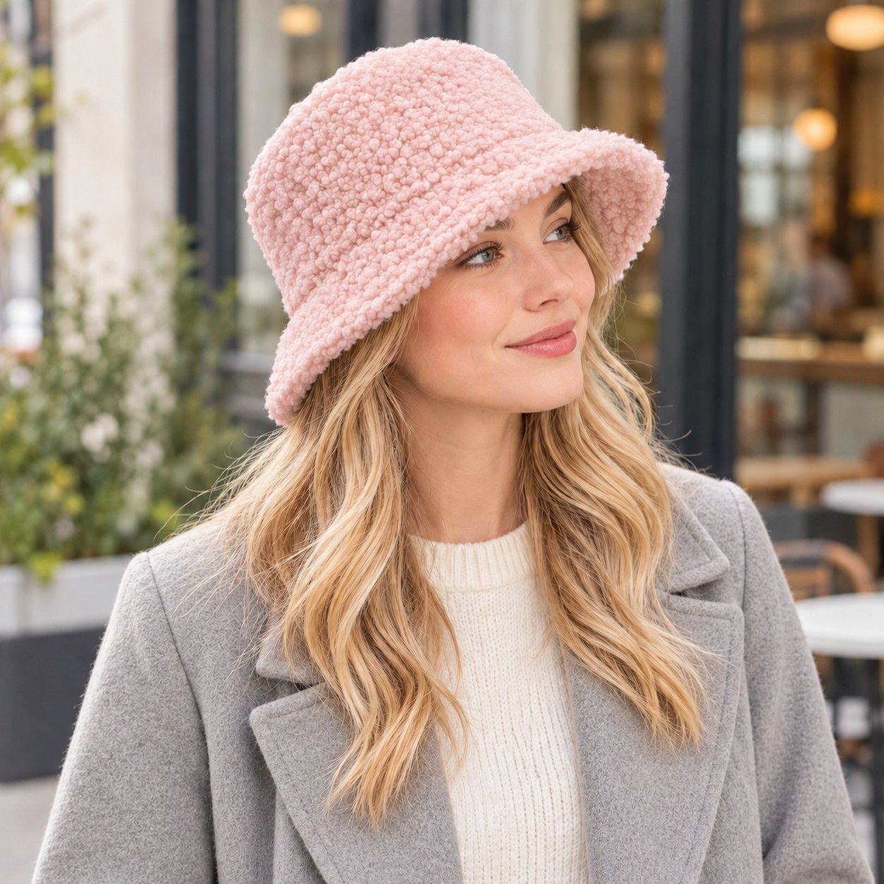 Textured Bucket Hat with Soft Polyester Fabric and Lined Interior