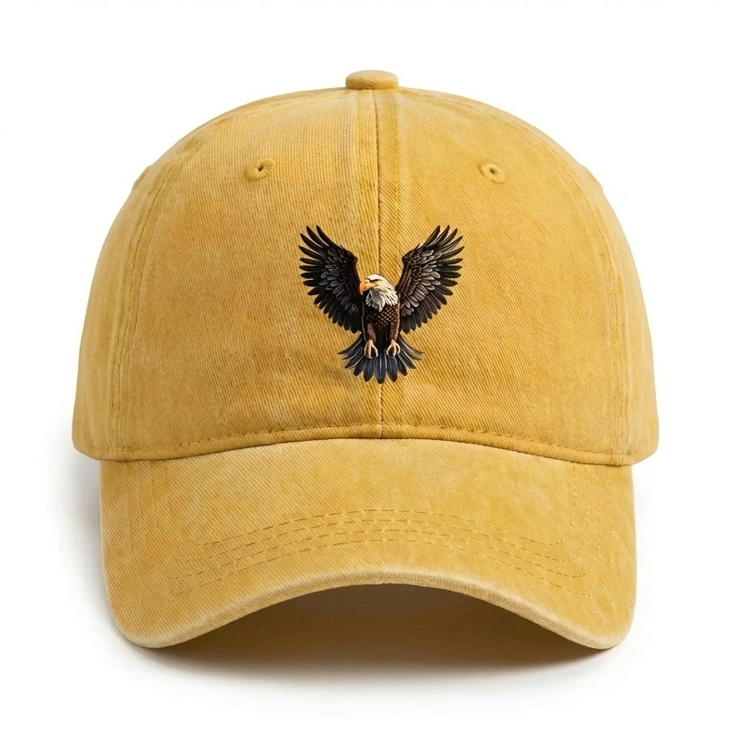 Cotton Baseball Cap with Eagle Embroidery Adjustable Strap Casual Everyday Hat
