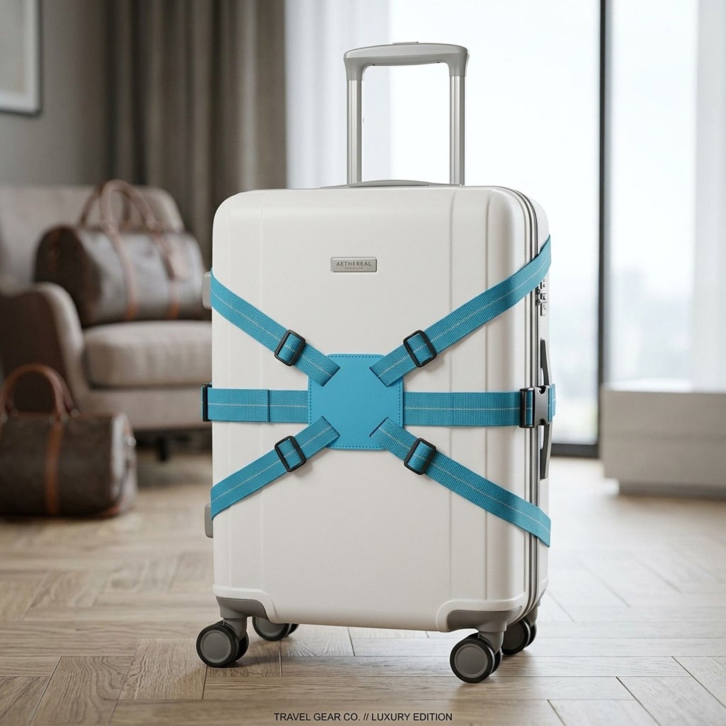 2 Pack Adjustable X Shaped Luggage Straps with Buckles