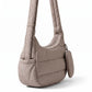 Horizontal Padded Crescent Hobo Bag with Detachable Mini Pouch and Adjustable Padded Shoulder Strap 10.2x3.9x6.3in