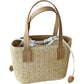 Summer PU Straw Woven Drawstring Handbag with Inner Zipper Pocket