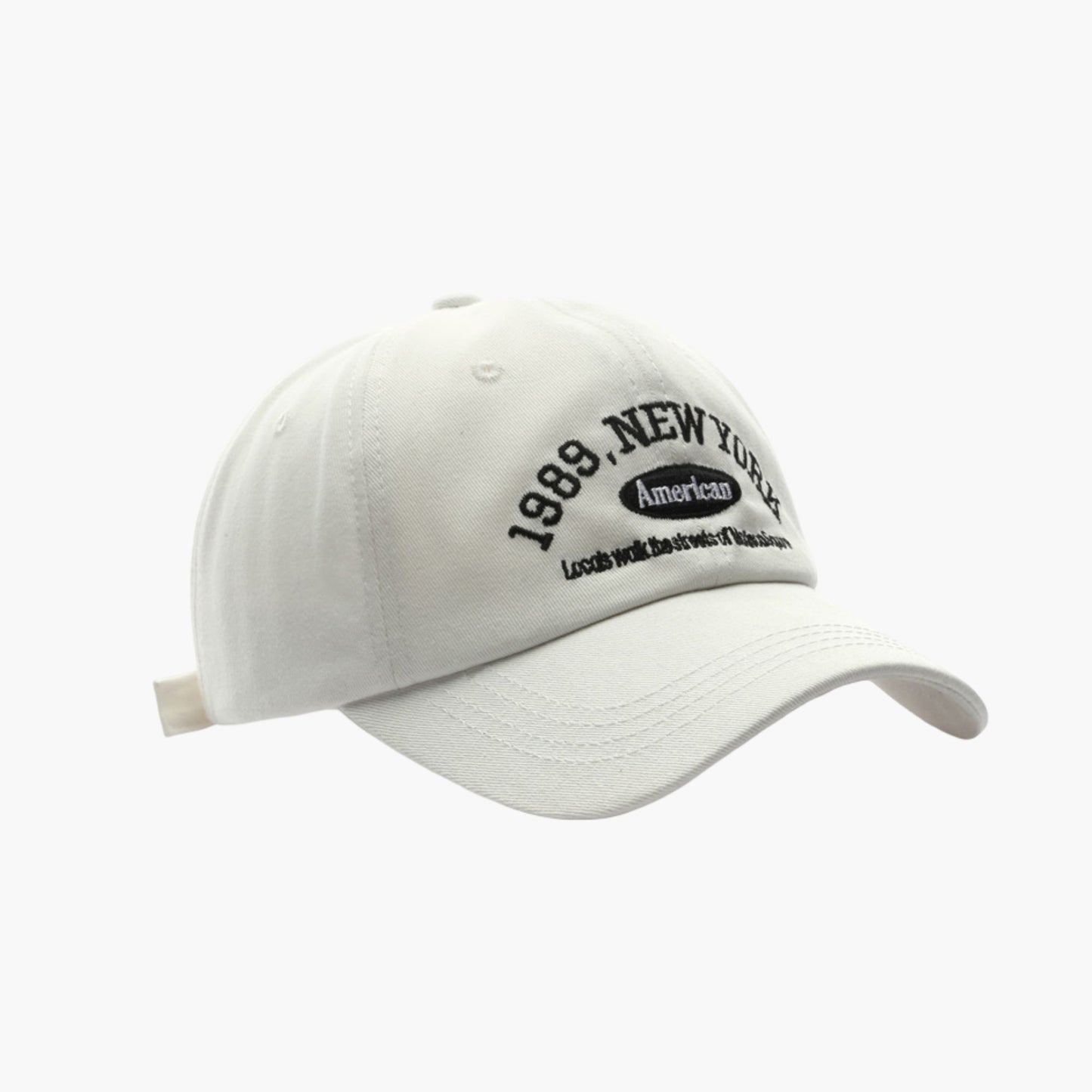 Cotton Baseball Cap with Embroidered Lettering Adjustable Strap Back