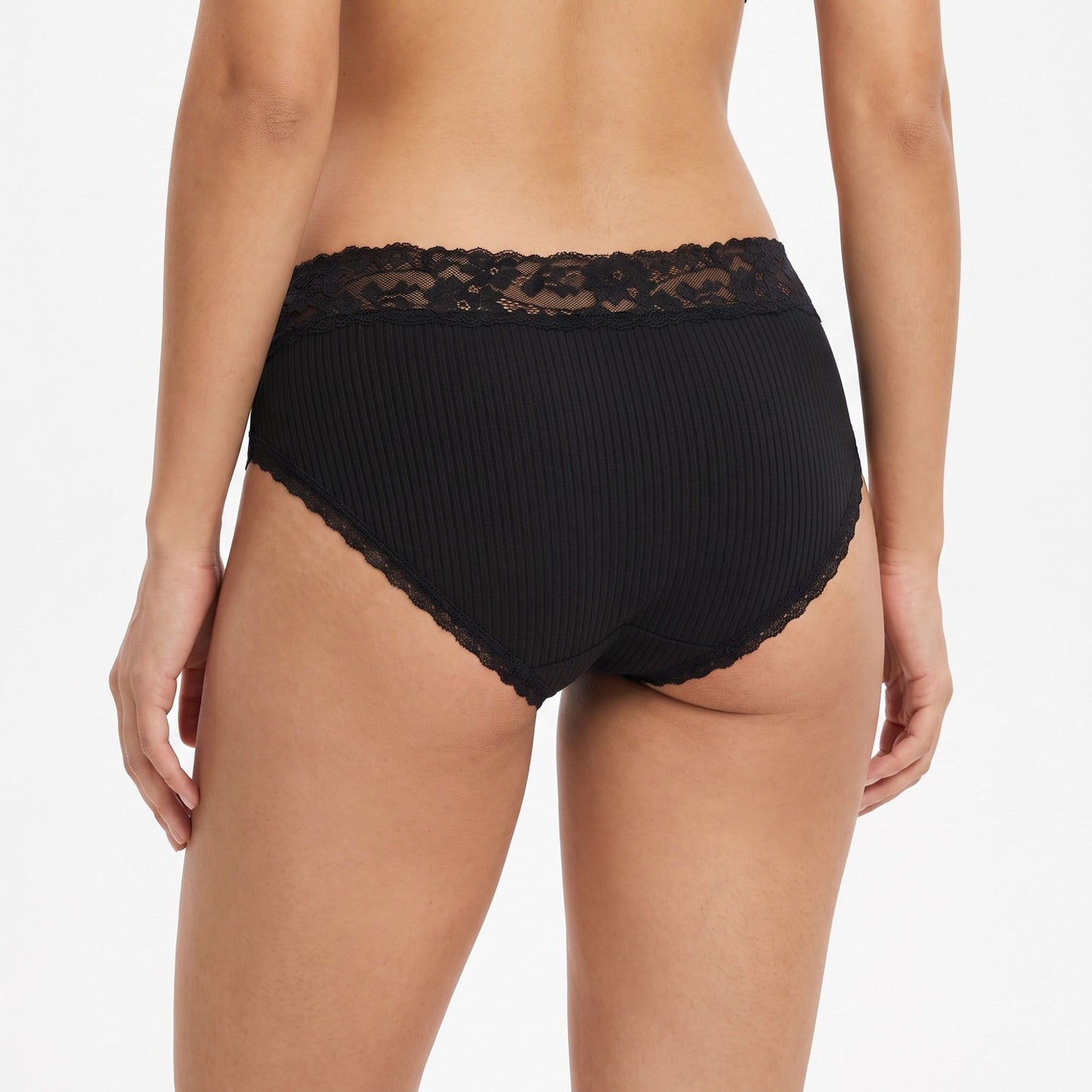 2 Pack Ribbed Floral Lace Bikini Underwear