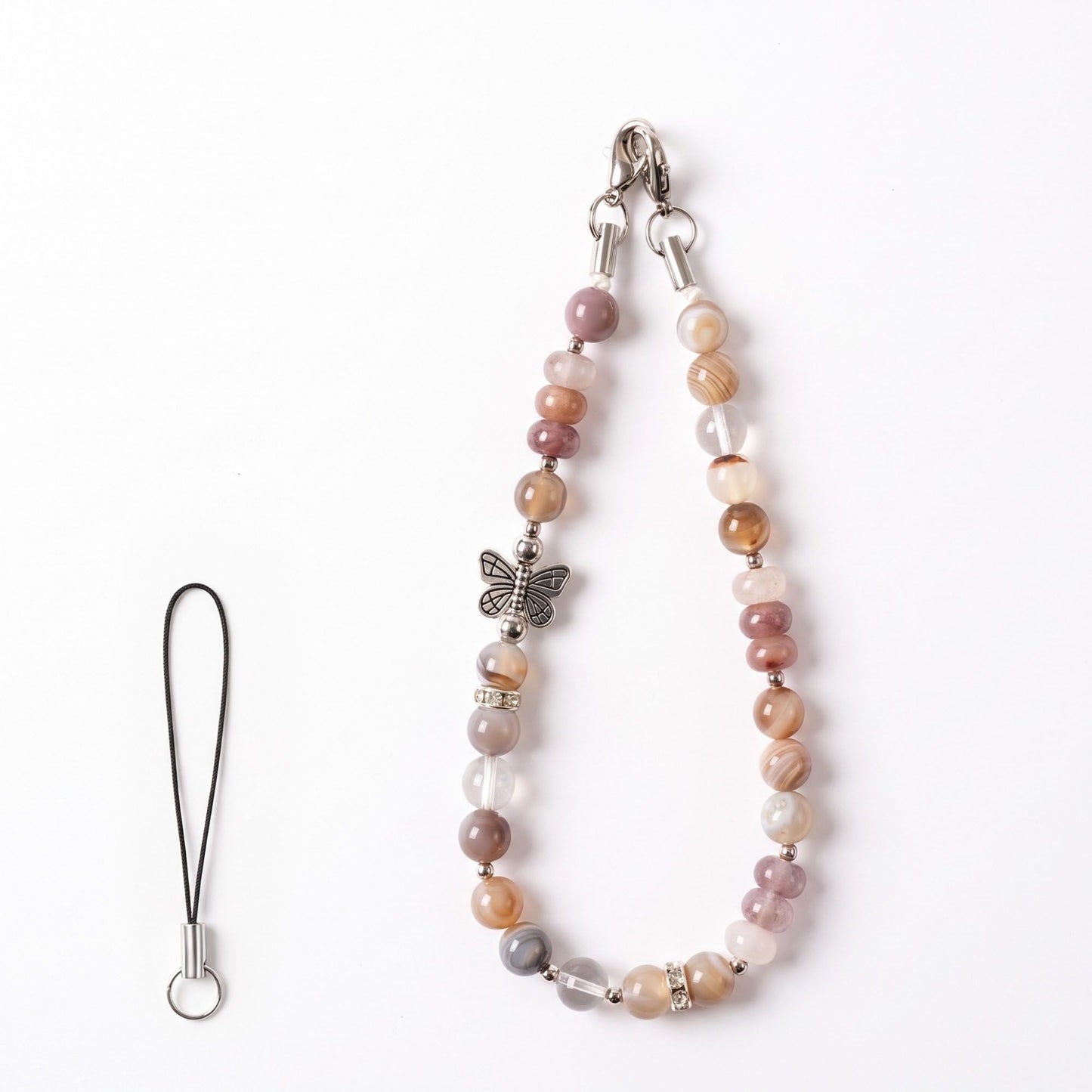 Beaded Phone Wrist Strap with Butterfly Charm
