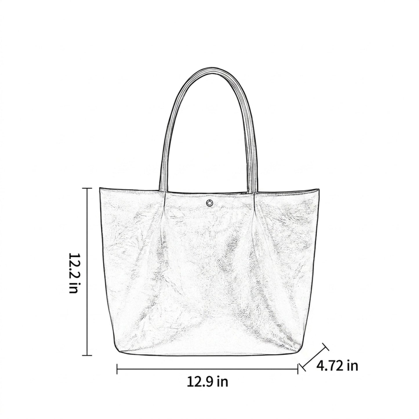 Large Capacity Pleated Faux Leather Shoulder Tote Bag for Work