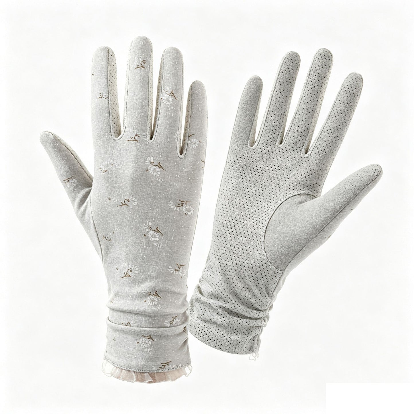 Floral Long Cuff Touchscreen Sun Protection Gloves