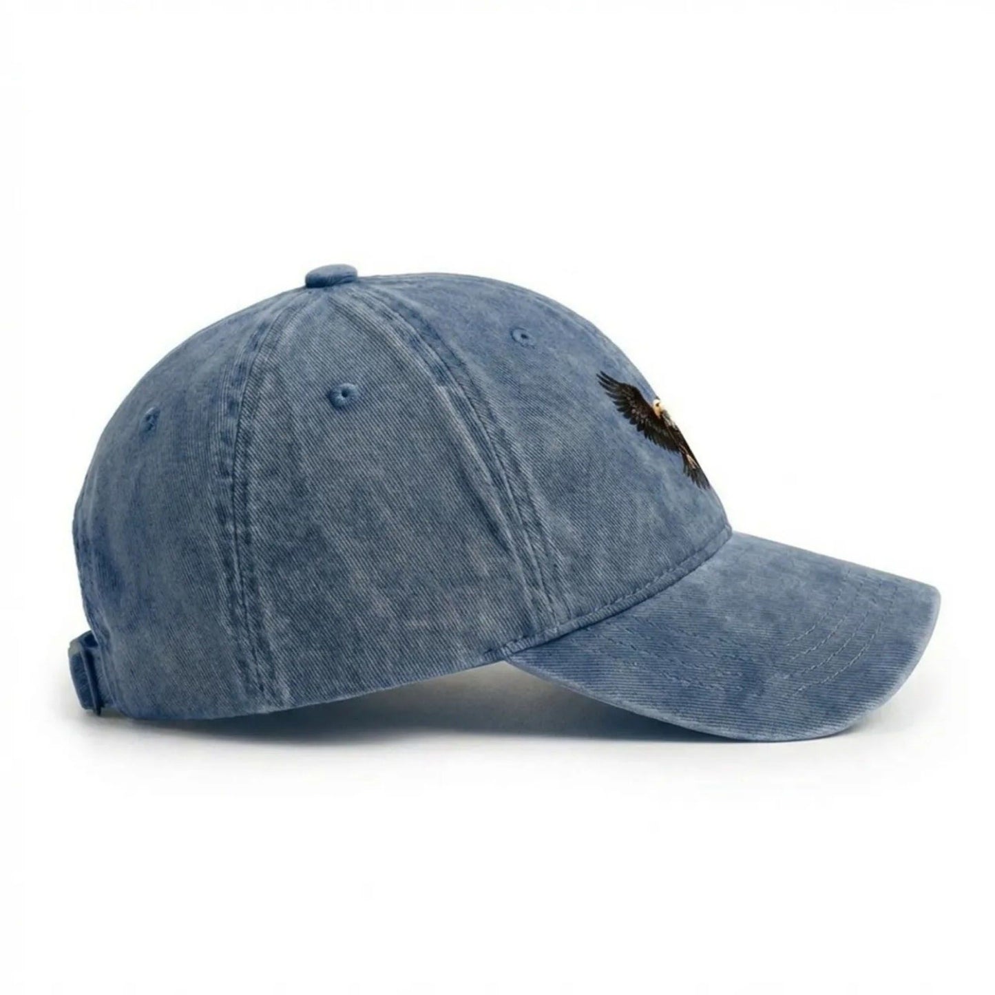 Cotton Baseball Cap with Eagle Embroidery Adjustable Strap Casual Everyday Hat