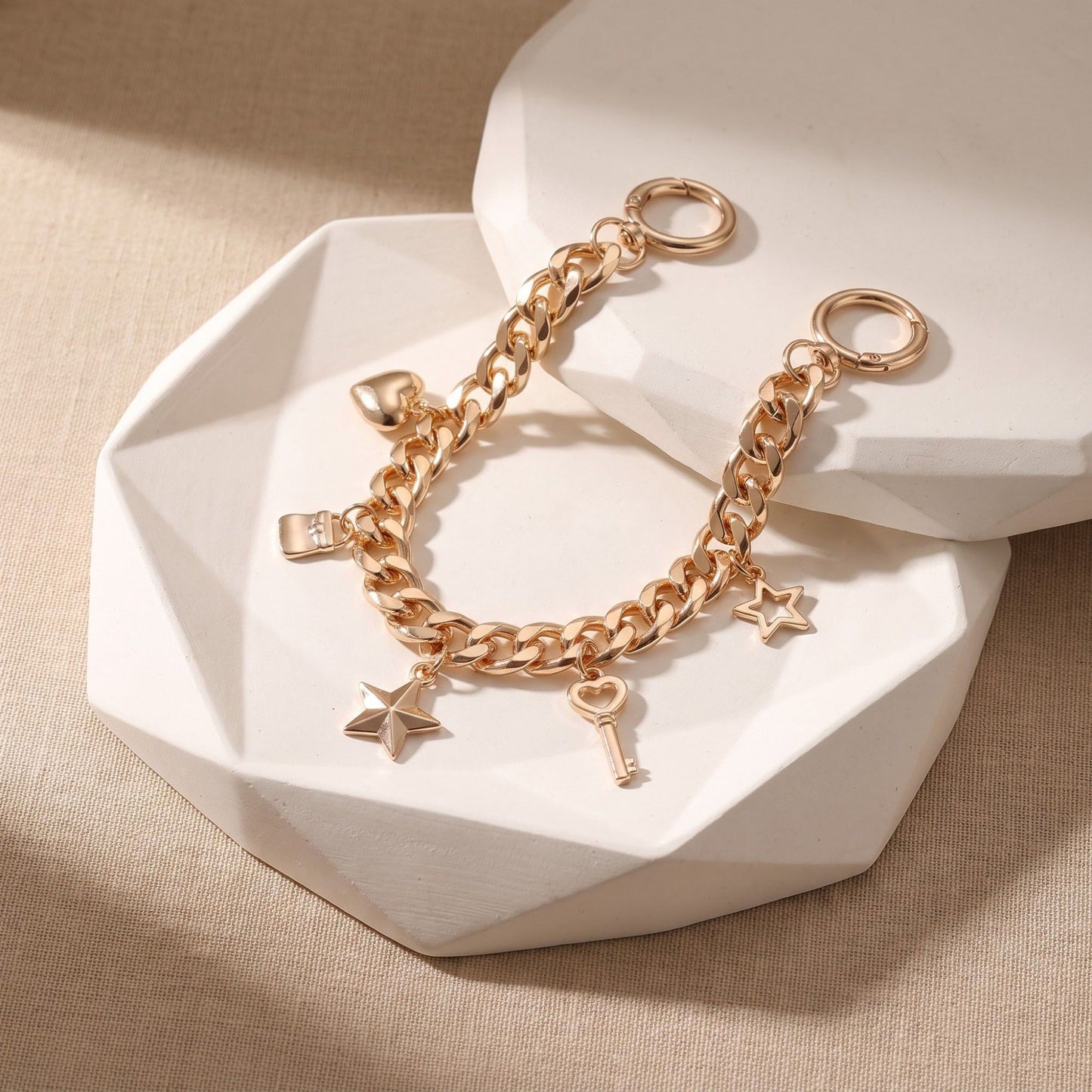 Decorative Chain Bag Strap with Charms and Ring Clasps