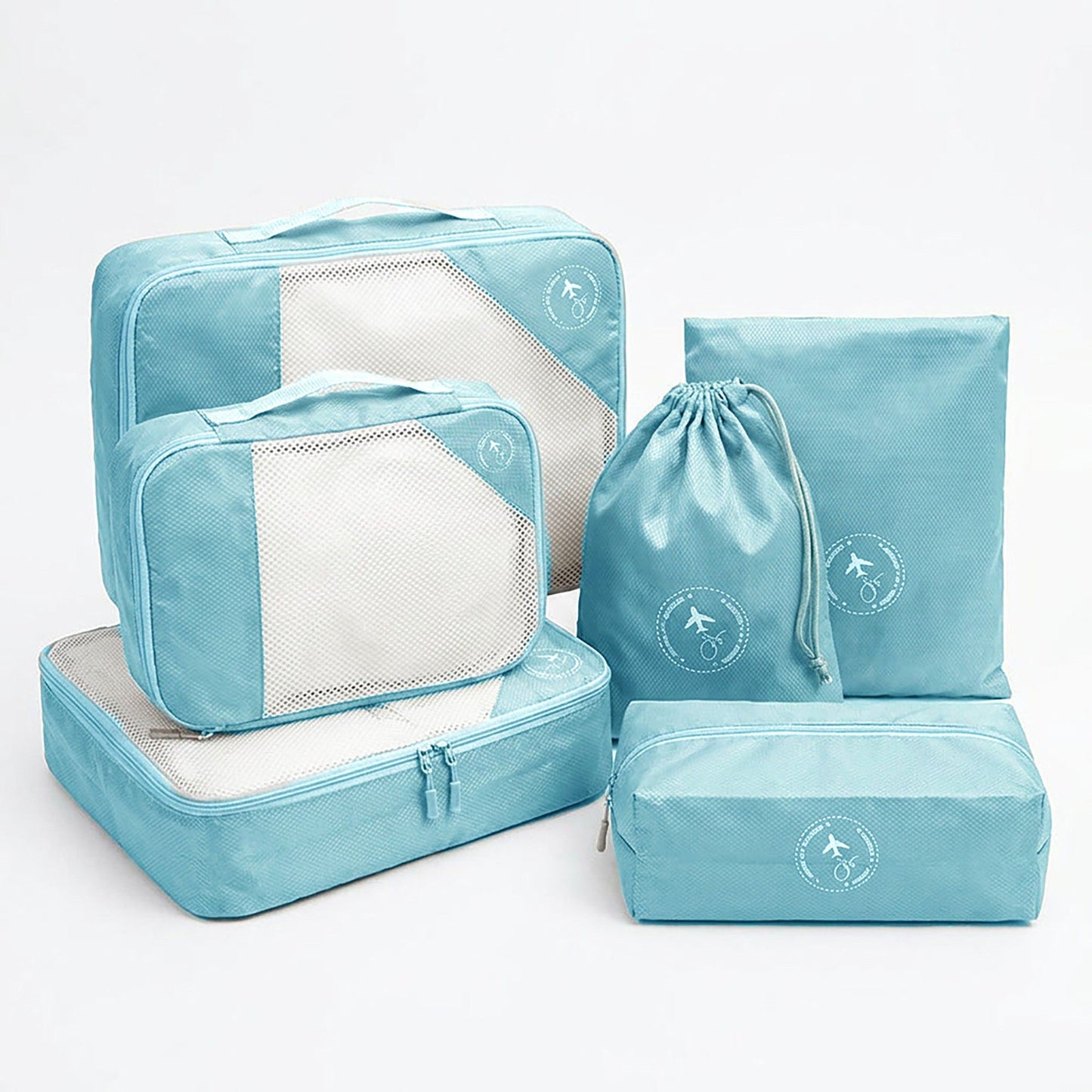 Travel Packing Cube Set with Mesh Panel Zipper Storage Bags Lightweight Organizer Luggage Set Multi Size