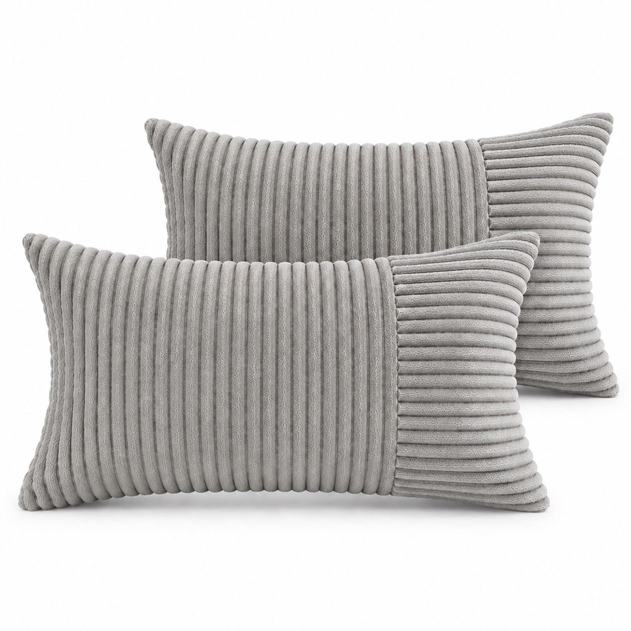 2 Pack Soft Corduroy Throw Pillow Covers 18 x 18 Inch and 12 x 20 Inch