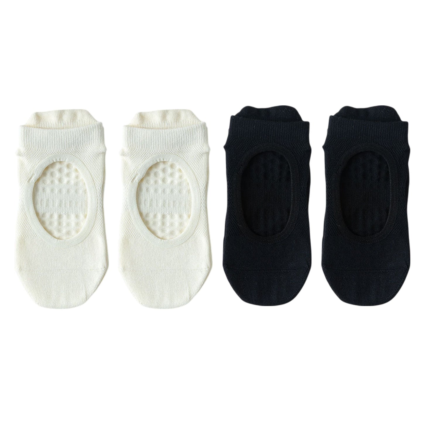 4 Pairs Non-Slip Yoga Socks Soft Cotton Grip Sole Low-Cut Design with Arch Ventilation for Pilates Barre