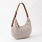Canvas Crescent Shoulder Bag with Adjustable Faux Leather Strap and Top Zipper 16x10x1.5in