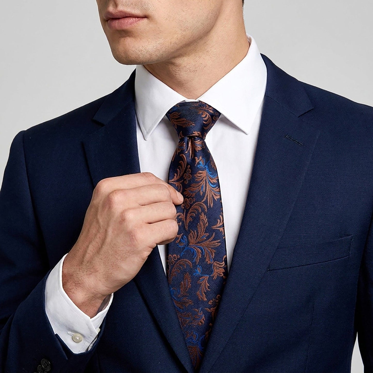 Men's Paisley Tie Gift Set with Matching Pocket Square Cufflinks and Silver Tie Clip