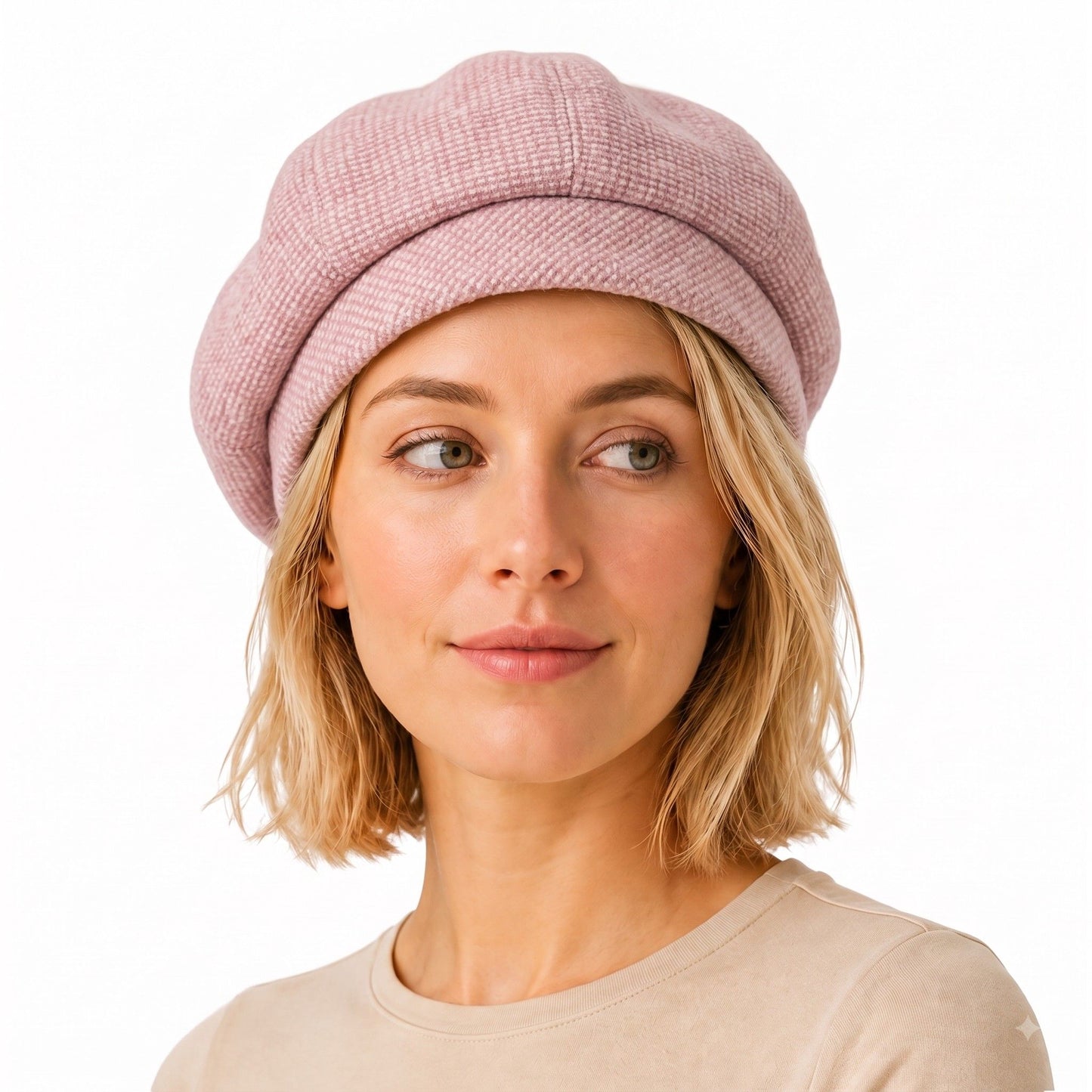 Wool Blend Houndstooth Beret Hat Vintage Painter Cap for Fall Winter