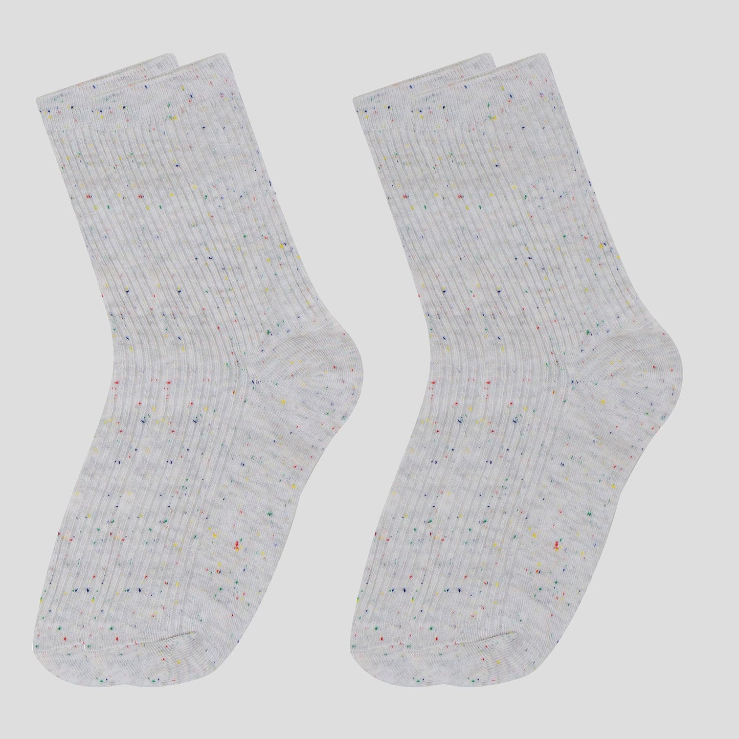 Chic Style Solid Speckled Crew Socks Non Slip Cotton for Casual 2 Pairs 4 Season