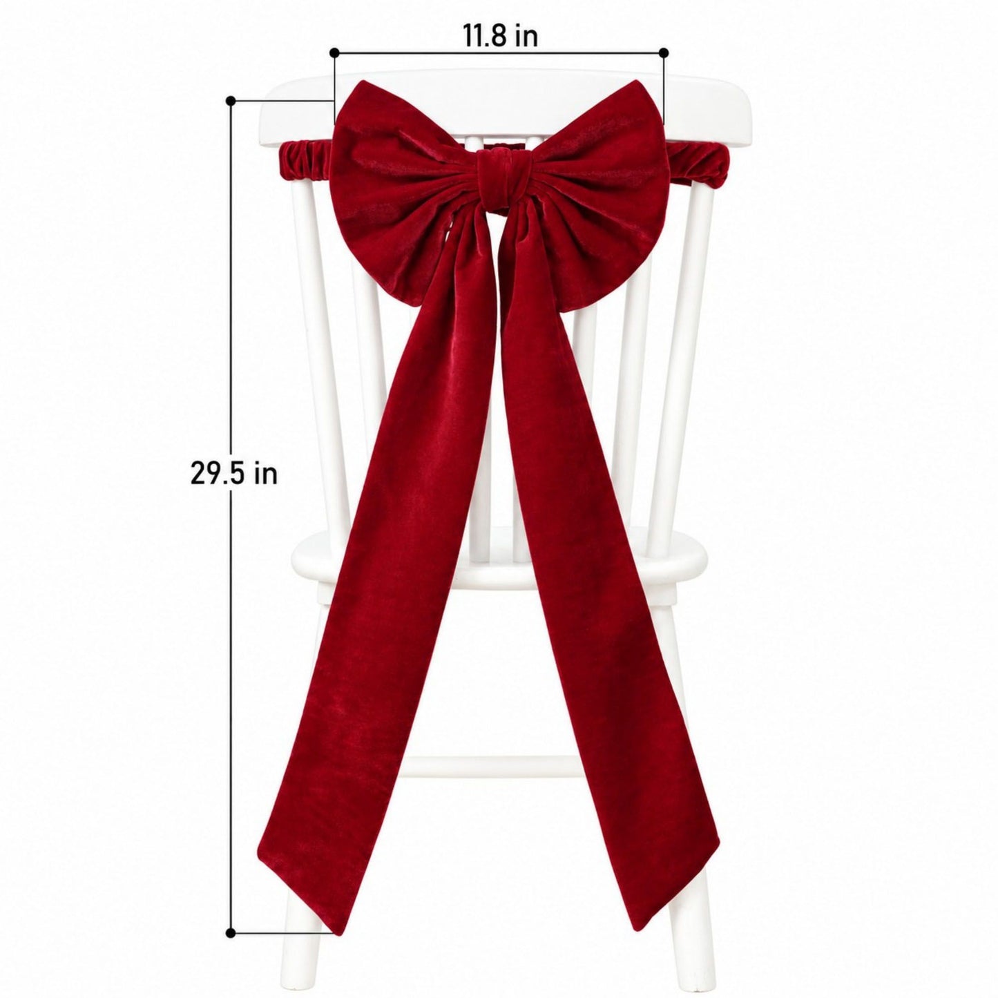Burgundy Fabric Christmas Chair Bow Decoration