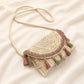 Boho Woven Fabric Crossbody Bag with Tassel Trim and Magnetic Closure