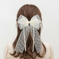 Sheer Polka Dot Bow Hair Clip with Layered Tulle Design and Long Ribbon Tails