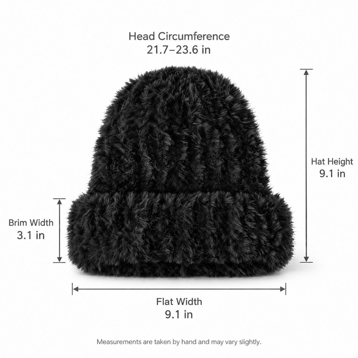 Fuzzy Knit Beanie Hat Soft Plush Cuffed Winter Cold Weather Cap