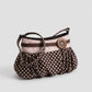 Polka Dot Slouch Shoulder Bag with Oversized Button Accent Pleated Silhouette Retro Inspired Handbag 12x7x0.4 in