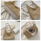 Woven Straw Hobo Shoulder Bag with Smooth Strap Lightweight Crochet Knit Slouchy Tote Bag