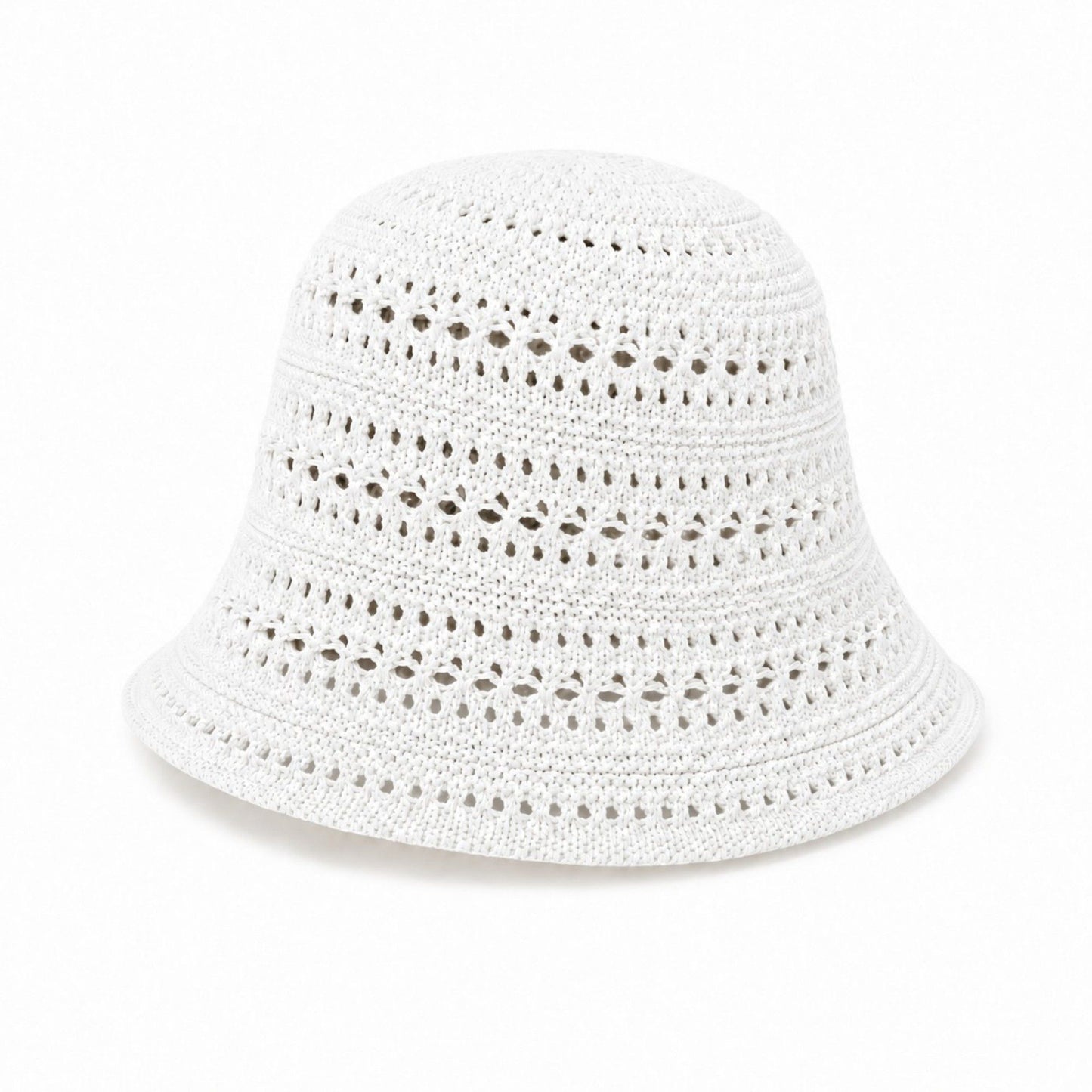 Crochet Bucket Hat Open Knit Brim Lightweight Packable Summer Beach Hat