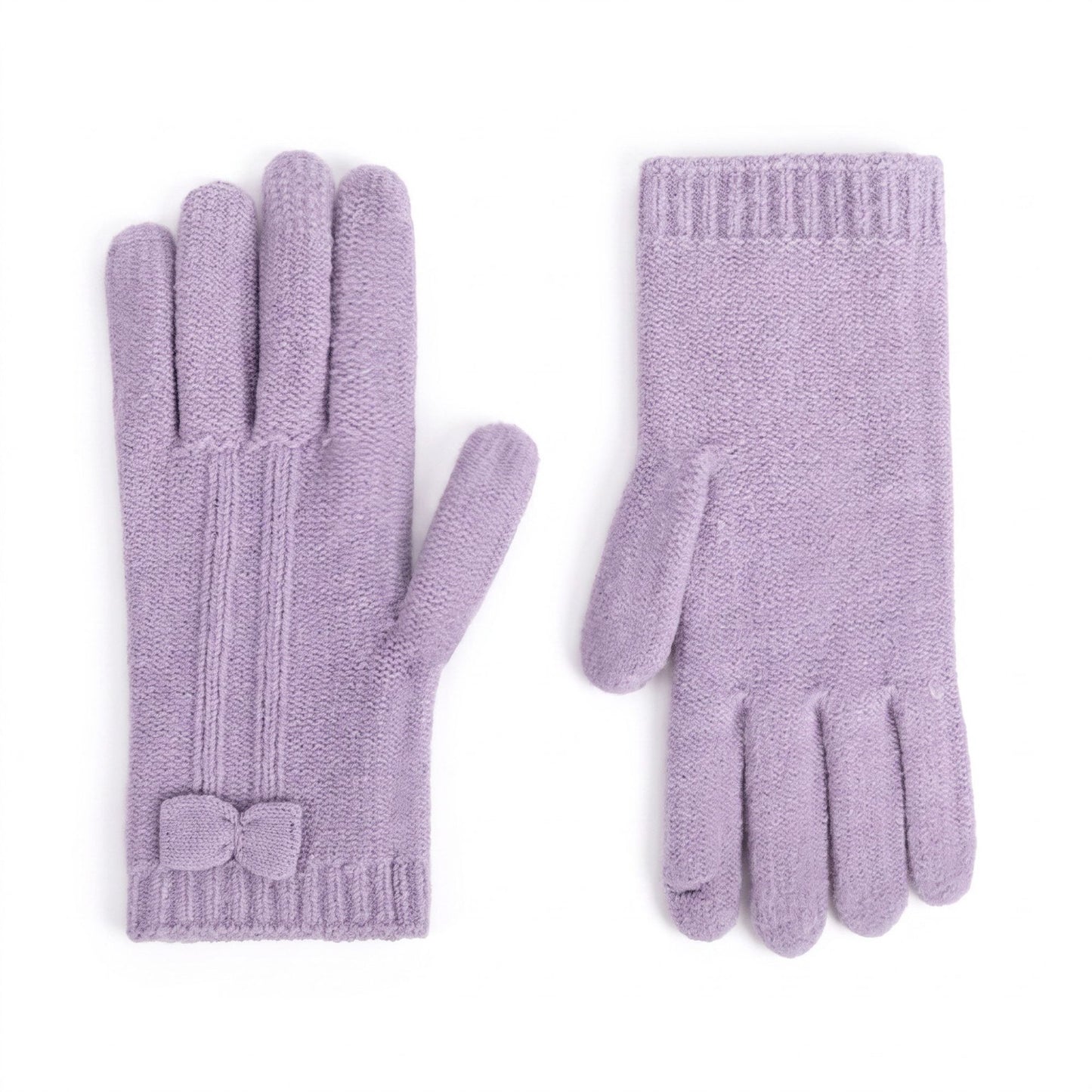 Knit Bow Detail Full Finger Gloves for Cold Weather