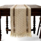 Textured Woven Table Runner with Fringe Trim and Neutral Stripe Pattern 47x11.8 in