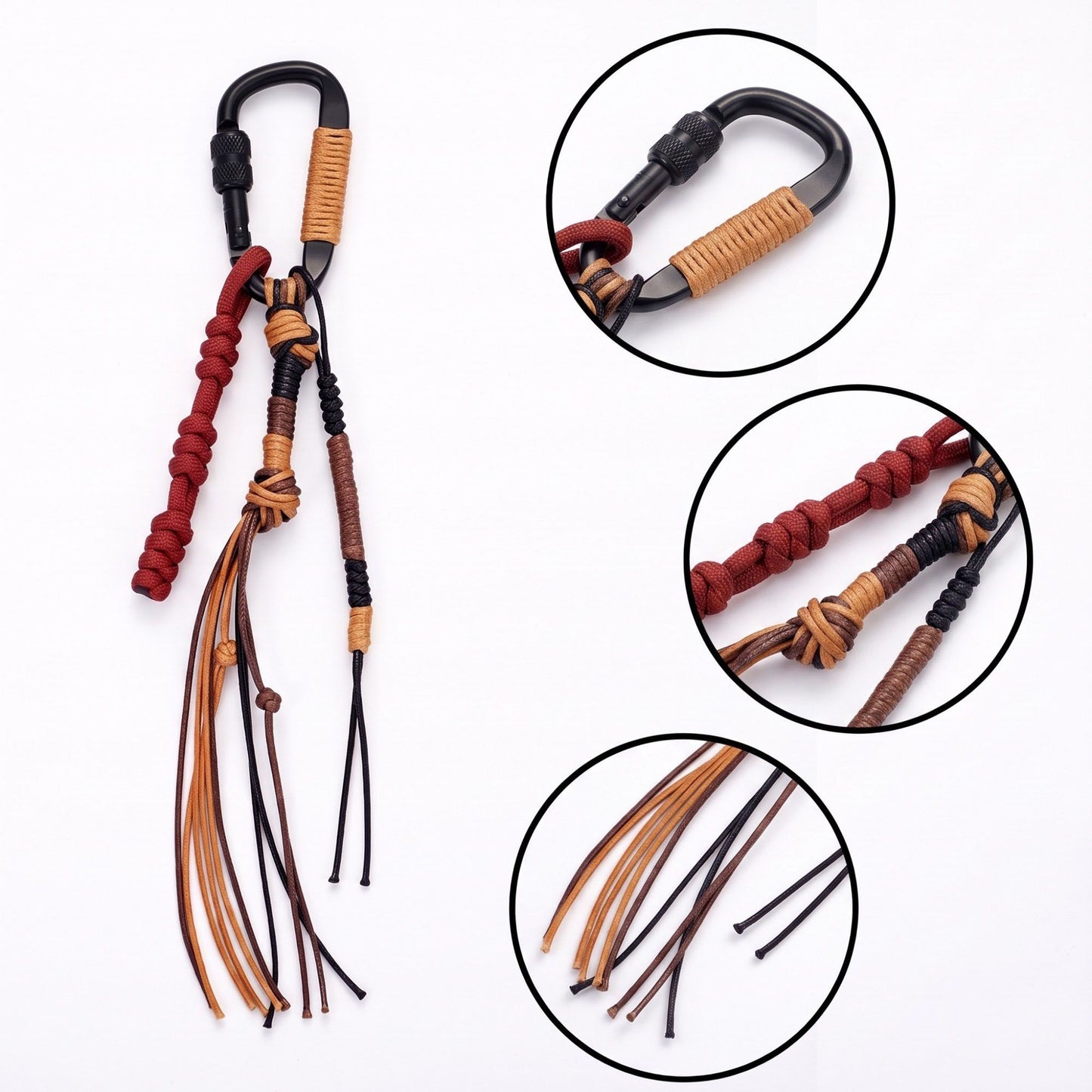 Carabiner Cord Tassel Backpack Charm Keychain