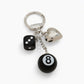 8 Ball Cherry Dice Charm Keychain with Heart Clip Novelty Bag Charm Key Ring Accessory