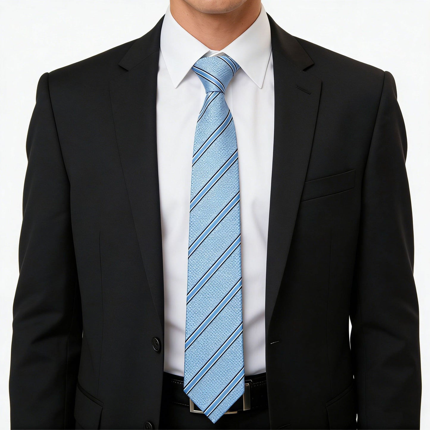 Men's Polyester Filament Tie with Striped Texture - Formal/Casual Necktie for Business, Weddings & Daily Wear