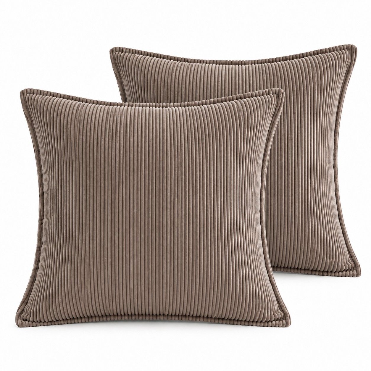2 Pack Soft Ribbed Corduroy Throw Pillow Covers 18 x 18 Inch Solid Color