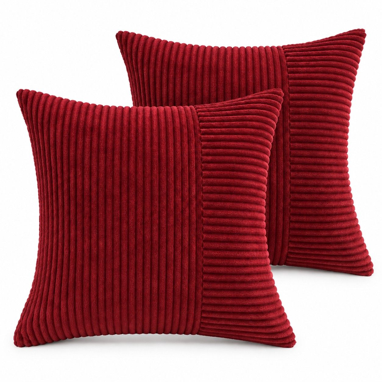 2 Pack Soft Corduroy Throw Pillow Covers 18 x 18 Inch and 12 x 20 Inch